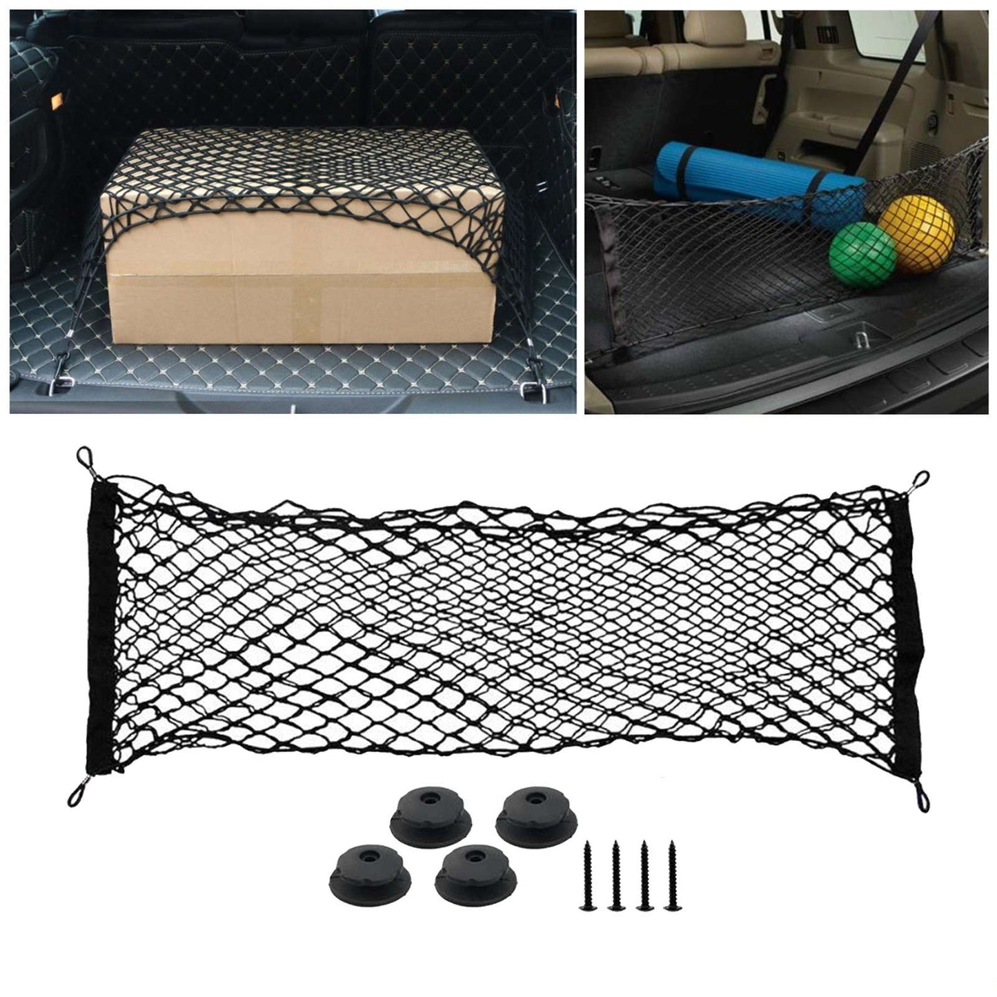 Plasa de bagaje elastica cu buzunar si suporti de montaj, dimensiune 100 x 40 cm-4