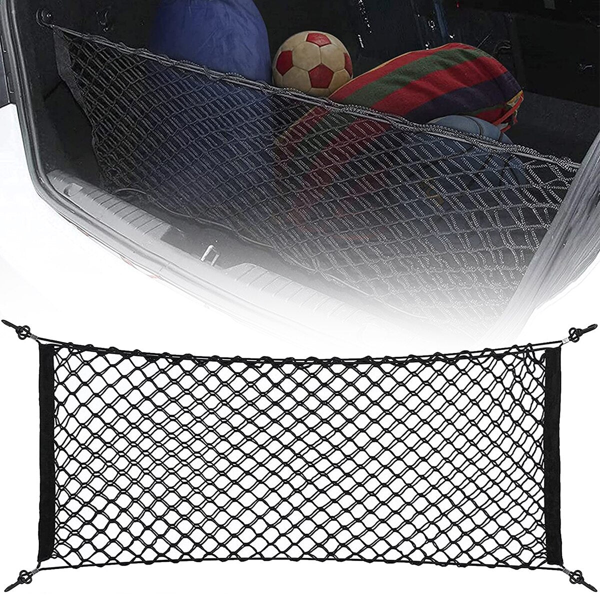 Plasa de bagaje elastica cu buzunar si suporti de montaj, dimensiune 100 x 40 cm-1