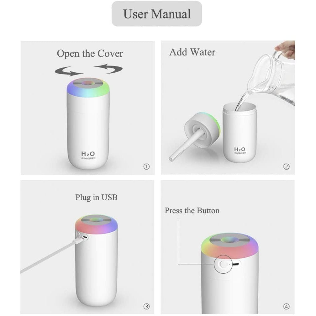 Umidificator, H2O, cu difuzor de aroma, Culori random-2