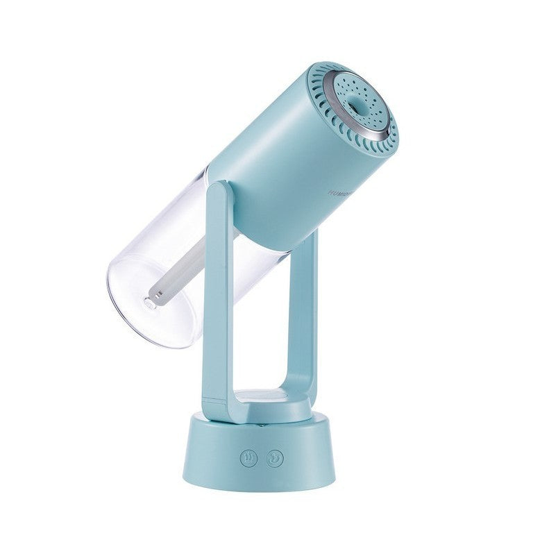 Umidificator si Purificator aer ultrasonic portabil, rezervor 200ml, cu ioni negativi, LED 7 culori, rotatie 360 grade, Turcoaz-0