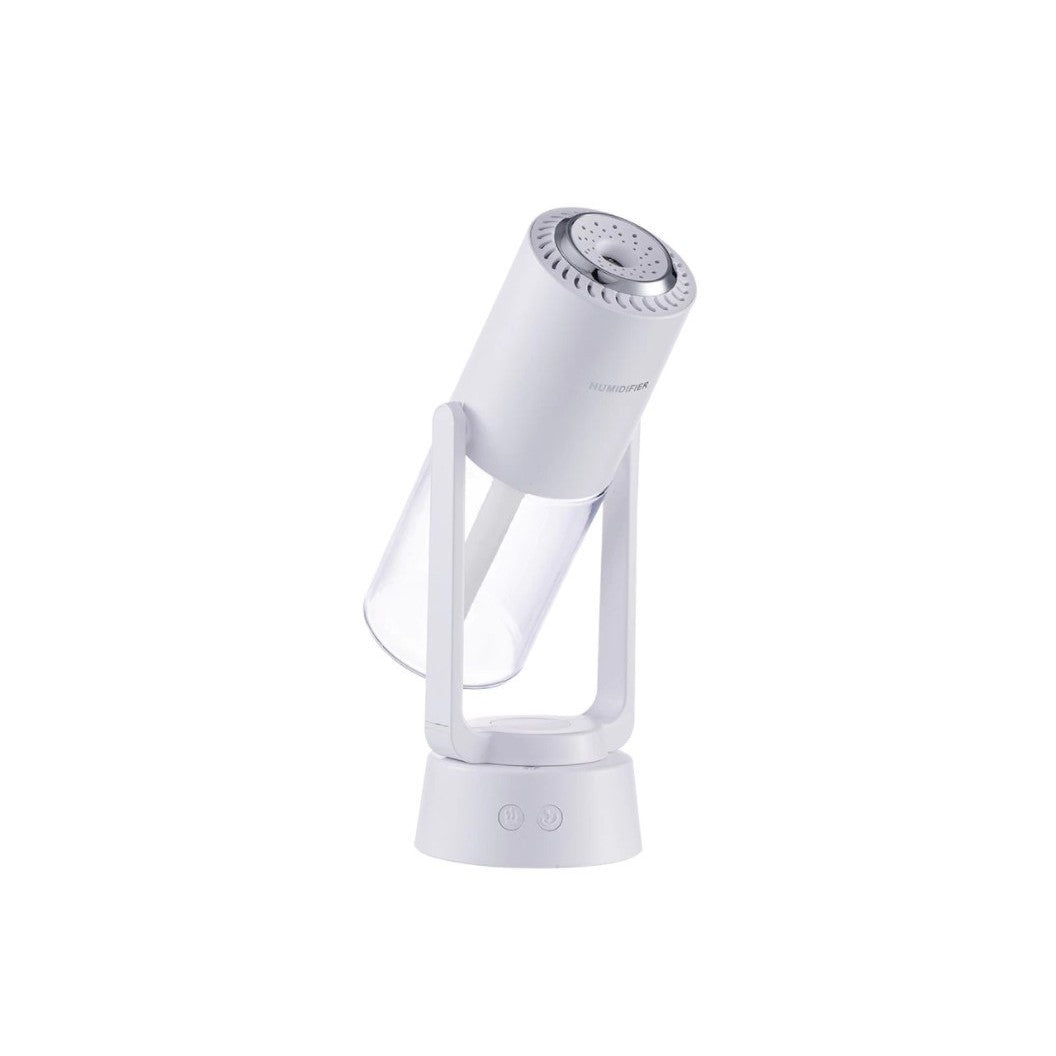 Umidificator si Purificator aer ultrasonic portabil, rezervor 200ml, cu ioni negativi, LED 7 culori, rotatie 360 grade, Alb-0