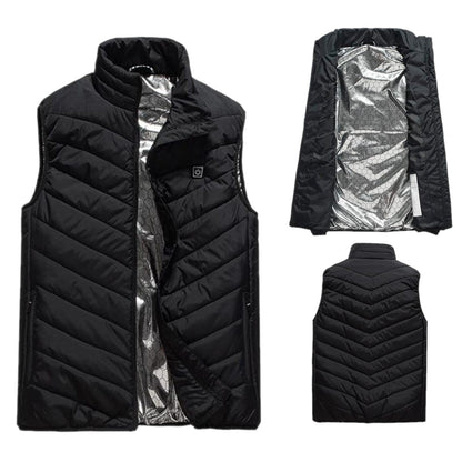 Vestă Unisex Incălzită, Flippy, din Bumbac, cu 4 zone de Incălzire, Toamnă-Iarnă, Incărcare USB, Neagră, Marimea S-4