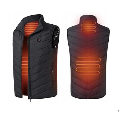 Vestă Unisex Incălzită, Flippy, din Bumbac, cu 4 zone de Incălzire, Toamnă-Iarnă, Incărcare USB, Neagră, Marimea S-5