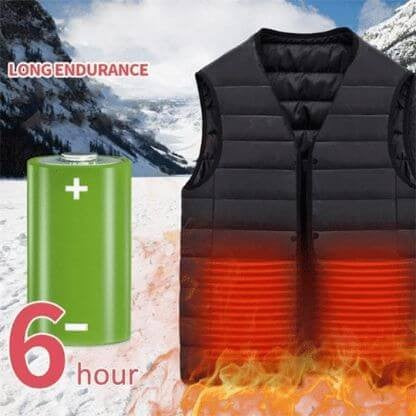 Vestă Unisex Incălzită, Flippy, din Bumbac, cu 4 zone de Incălzire, Toamnă-Iarnă, Incărcare USB, Neagră, Marimea S-9