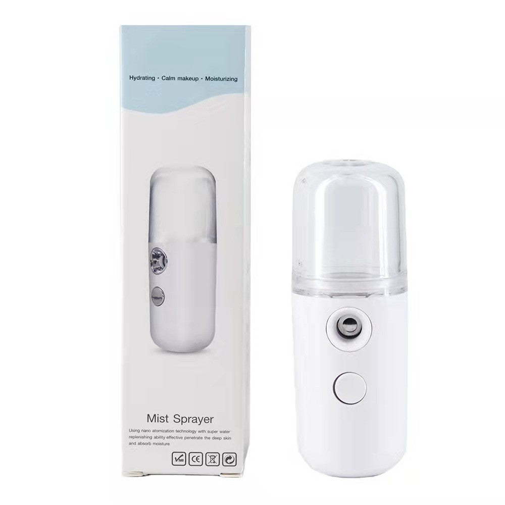 Spray de Hidratare Facială cu Tehnologie Nano, Flippy, Hidratare, Igienizare, Abur Rece, Încărcare USB, Capacitate 30 mL, 10cm, Alb-0