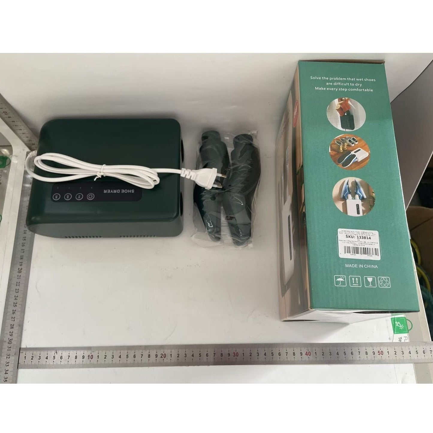 Uscator de Pantofi, Flippy, Functie de Uscare, Dezinfectie, Dezodorizare, Montaj pe Perete fara Perforare, din PVC, Silentios, Timer, Verde-3