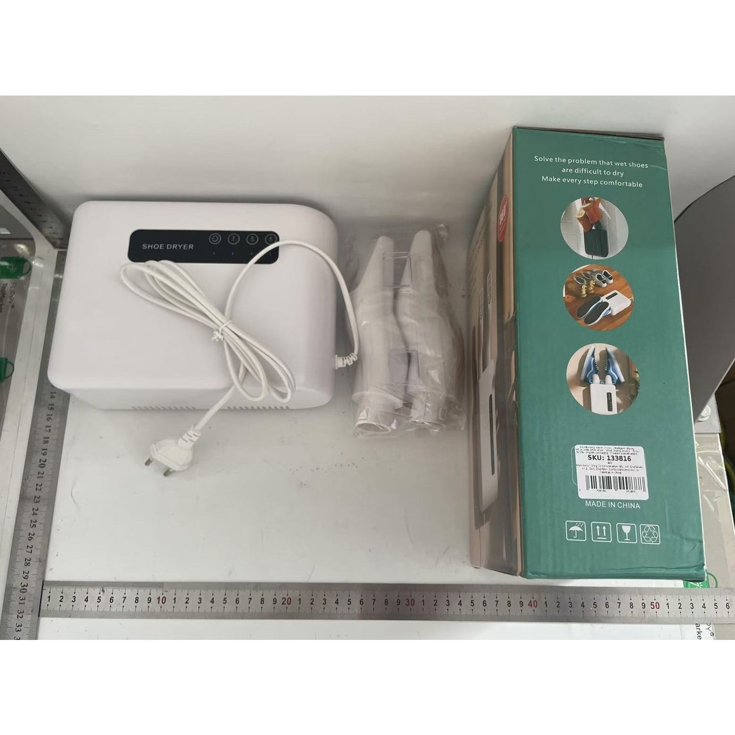 Uscator de Pantofi, Flippy, Functie de Uscare, Dezinfectie, Dezodorizare, Montaj pe Perete fara Perforare, din PVC, Silentios, Timer, Alb-3