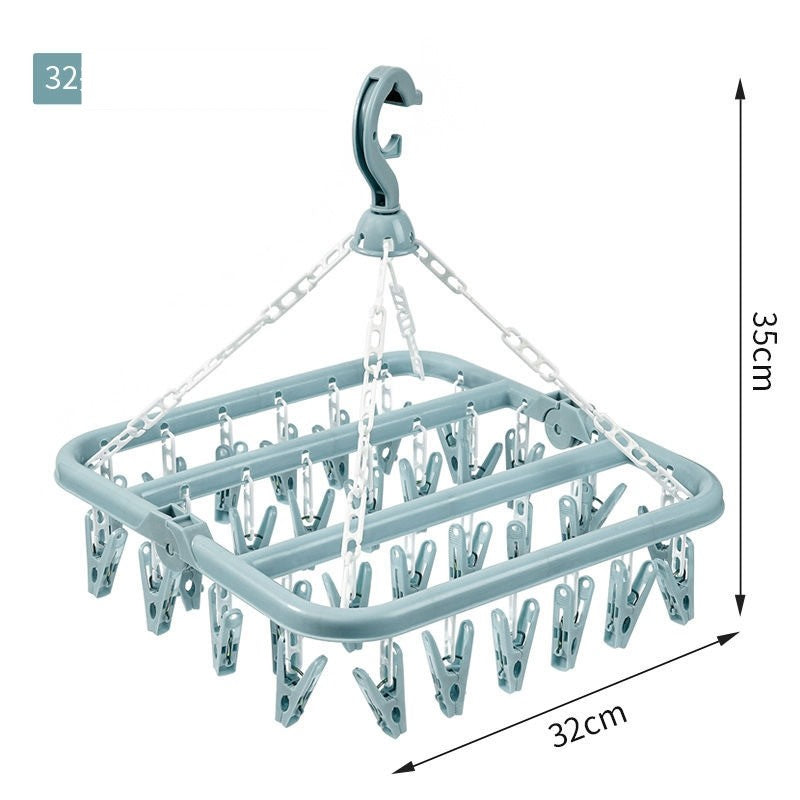 Uscator de rufe Flippy, 32 de cleme, Plastic, Pliabil, rotire 360 grade, 32x32 cm, Albastru-1