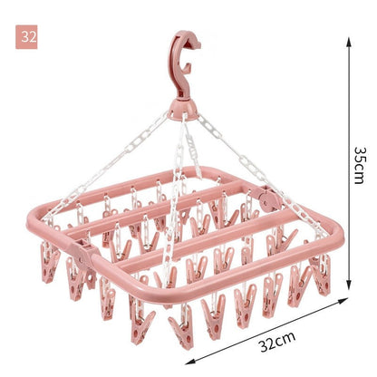 Uscator de rufe Flippy, 32 de cleme, Plastic, Pliabil, rotire 360 grade, 32x32 cm, Roz-1