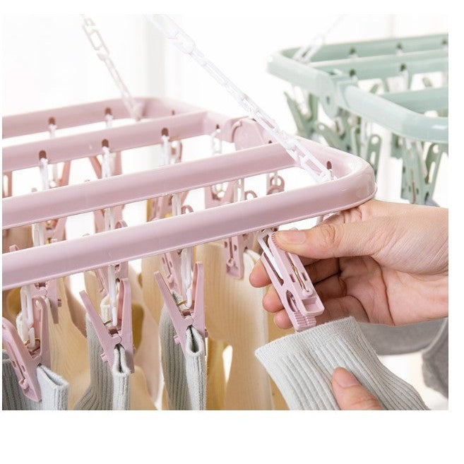 Uscator de rufe Flippy, 32 de cleme, Plastic, Pliabil, rotire 360 grade, 32x32 cm, Roz-3