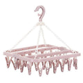 Uscator de rufe Flippy, 32 de cleme, Plastic, Pliabil, rotire 360 grade, 32x32 cm, Roz-0