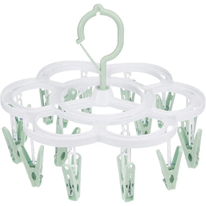 Uscator de Rufe Suspendat Flippy, cu 16 Carlige, Rotire 360 Grade, Mateiral Plastic, Usor de Depozitat, Multifunctional, 26 x 21 cm, Verde-0