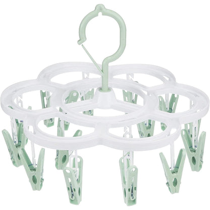 Uscator de Rufe Suspendat Flippy, cu 16 Carlige, Rotire 360 Grade, Mateiral Plastic, Usor de Depozitat, Multifunctional, 26 x 21 cm, Verde-0