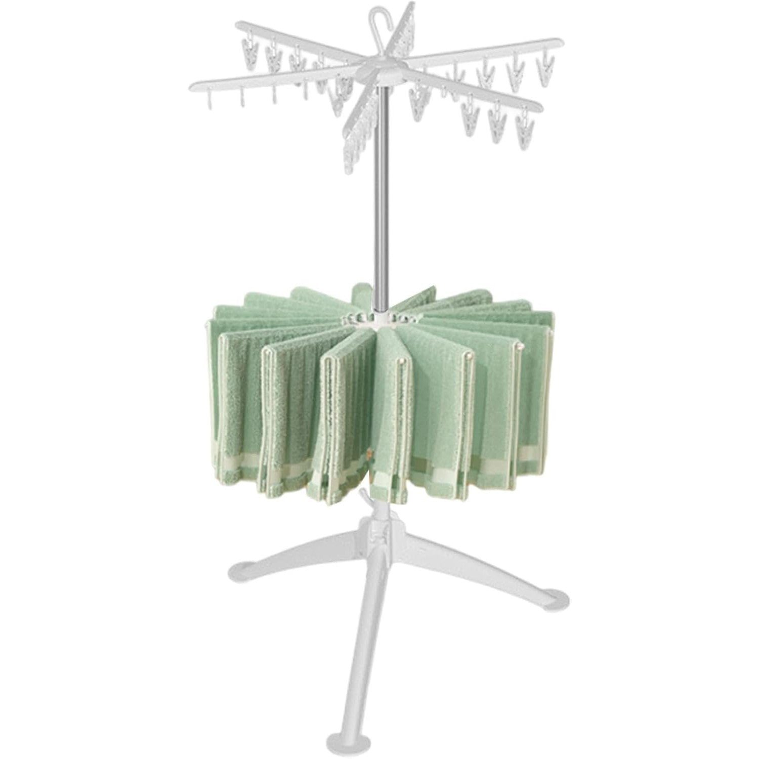 Uscator de Rufe Vertical, Flippy, 2 Niveluri, Pliabil, din ABS+PP+Otel Inoxidabil, Rotire 360 Grade, 130 x 75 cm, Alb-4
