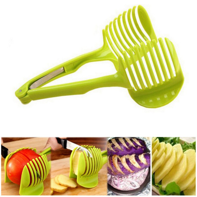 Ustenisla de bucatarie tip cleste pentru feliat fructe si legume Flippy, material ABS, 8 x 18.5 cm, verde-5