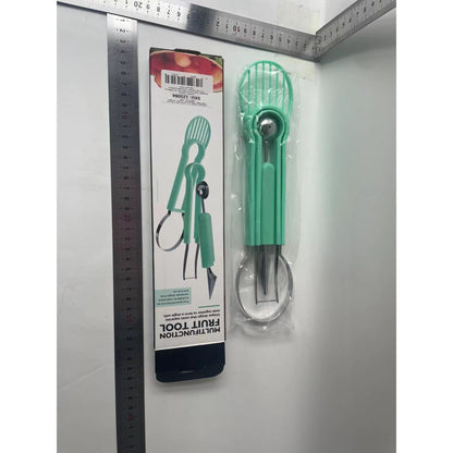 Ustensila bucatarie 4 in 1 pentru taiat si decorat fructe Flippy, material inox si plastic, compact, 28x6.2 cm, verde-9