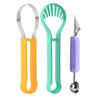 Ustensila bucatarie 4 in 1 pentru taiat si decorat fructe Flippy, material inox si plastic, compact, 28x6.2 cm, multicolor-0