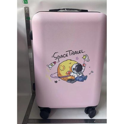 Troler de Calatorie, Flippy, 56 x 35 x 22 cm, 4 Roti, Maner Reglabil, din ABS, cu Fermoar, Blocare cu Cod, Impermeabil, Model Astronaut, Roz-1