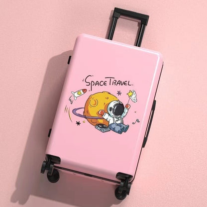 Troler de Calatorie, Flippy, 56 x 35 x 22 cm, 4 Roti, Maner Reglabil, din ABS, cu Fermoar, Blocare cu Cod, Impermeabil, Model Astronaut, Roz-5