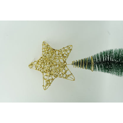 Varf decorativ de brad, Auriu, in forma de Stea, design cu paiete, din Plastic/Metal, 18 cm x 23 cm, Interior/Exterior, Flippy-3