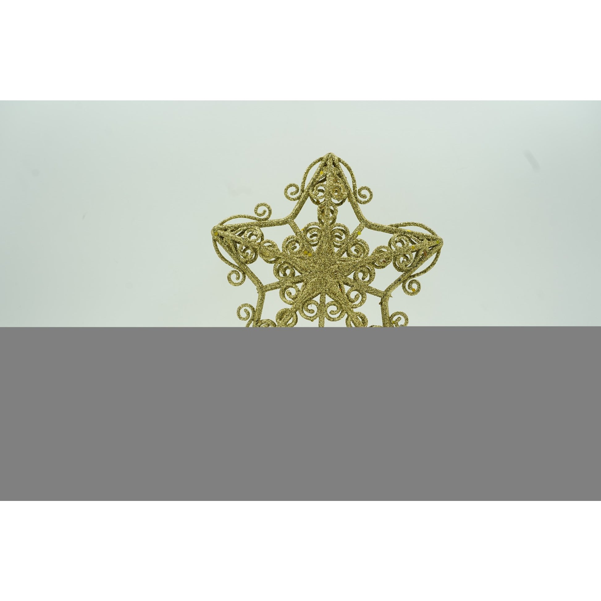 Varf decorativ de brad, Auriu, in forma de Stea, design forjat, din Plastic/Metal, 14.5 cm x 20 cm, Interior/Exterior, Flippy-3