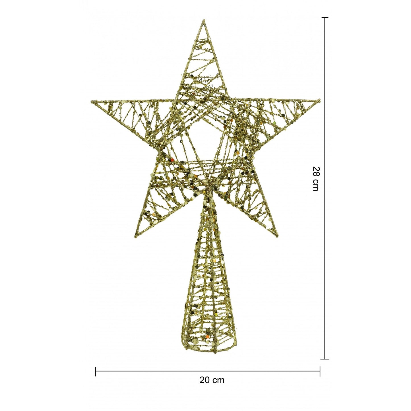 Varf decorativ de brad, Auriu, in forma de Stea, infasurata, din Plastic/Metal, 20 cm x 28 cm, Interior/Exterior, Flippy-5