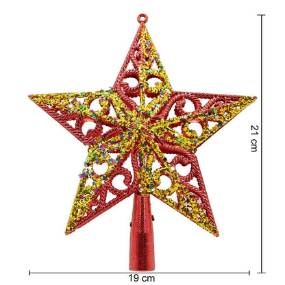 Varf decorativ de brad, Rosu/ Auriu, in forma de Stea, design spiralat, din Plastic, 19 cm x 21 cm, Interior/Exterior, Flippy-4