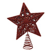 Varf decorativ de brad, Rosu, in forma de Stea, design spiralat, din Plastic/Metal, 19 cm x 23 cm, Interior/Exterior, Flippy-0