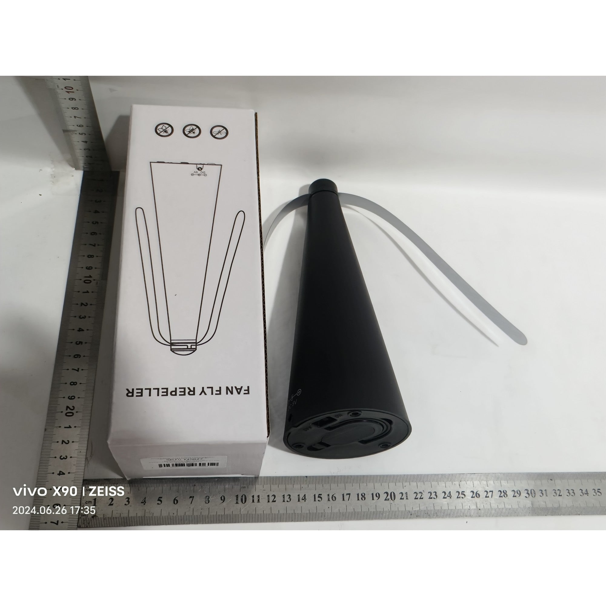 Ventilator Exterior, Flippy, Repelent pentru Muste/Tantari, Cablu USB, Slot Baterii, 9 x 9 x 20 cm, Negru-9