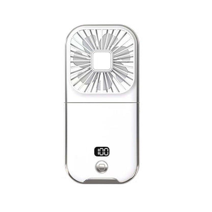 Ventilator Portabil Flippy, 3 in 1, de Mana, de Gat, de Birou, 16.7 x 8 x 1.9 cm, 3 Trepte de Viteza, Incarcare USB, Pliabil, Afisaj Digital, Suport Telefon, Alb-0
