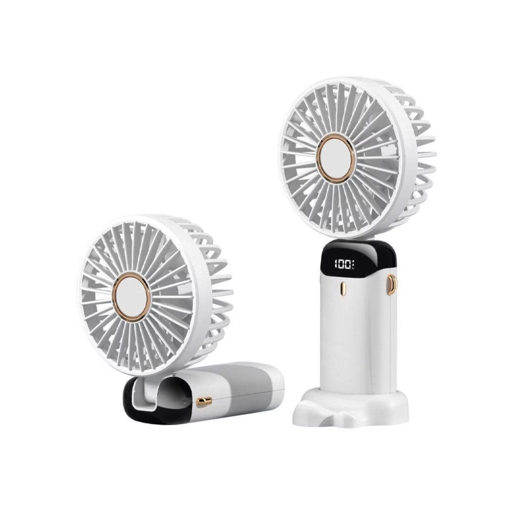 Ventilator Ultra Portabil cu Aromaterapie, Flippy, 3 in 1, de Mana, de Birou, de Gat, 5 Trepte de Viteza, Incarcare USB, Autonomie 12h, Pliabil, cu Ecran LCD, Alb-6