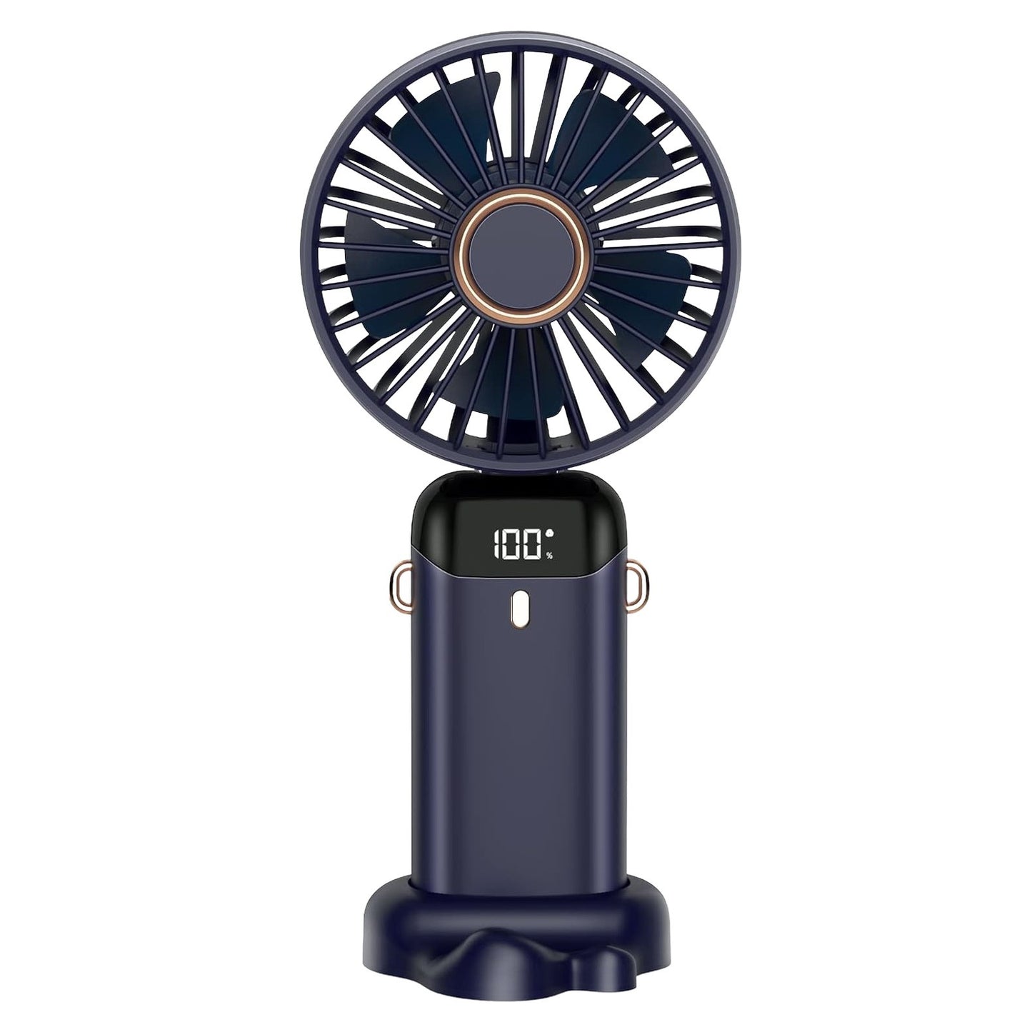 Ventilator Ultra Portabil cu Aromaterapie, Flippy, 3 in 1, de Mana, de Birou, de Gat, 5 Trepte de Viteza, Incarcare USB, Autonomie 12h, Pliabil, cu Ecran LCD, Albastru-9