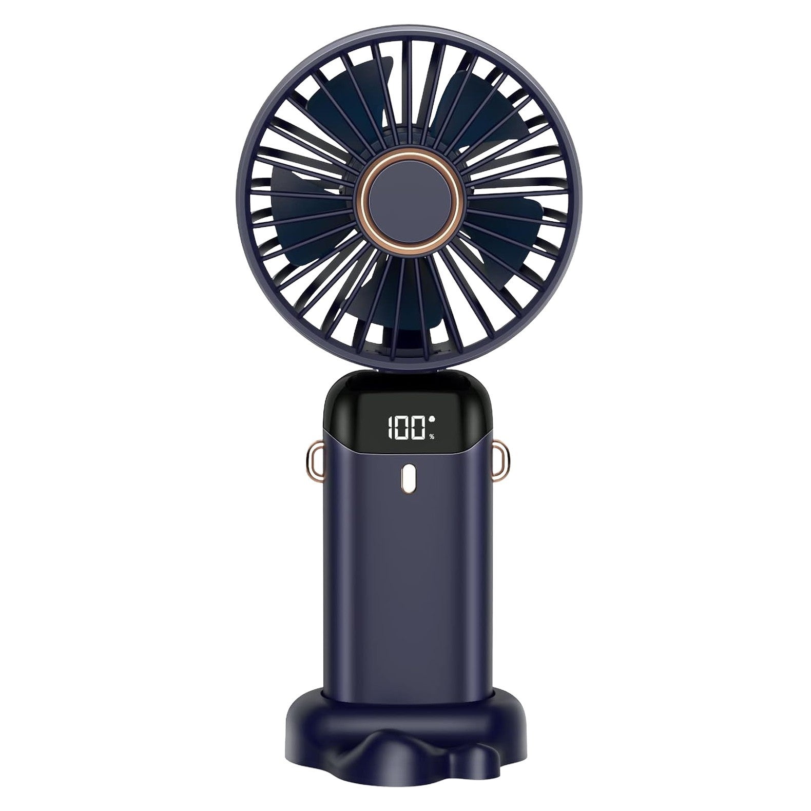 Ventilator Ultra Portabil cu Aromaterapie, Flippy, 3 in 1, de Mana, de Birou, de Gat, 5 Trepte de Viteza, Incarcare USB, Autonomie 12h, Pliabil, cu Ecran LCD, Albastru-9