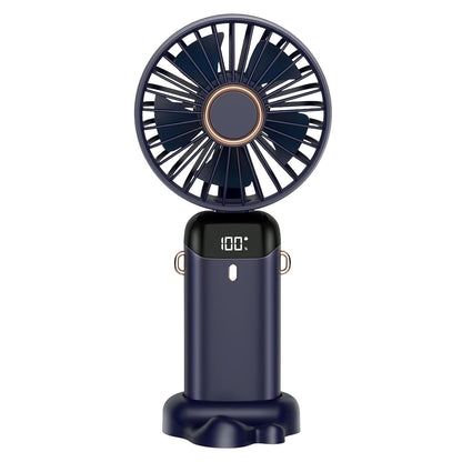 Ventilator Ultra Portabil cu Aromaterapie, Flippy, 3 in 1, de Mana, de Birou, de Gat, 5 Trepte de Viteza, Incarcare USB, Autonomie 12h, Pliabil, cu Ecran LCD, Albastru-9