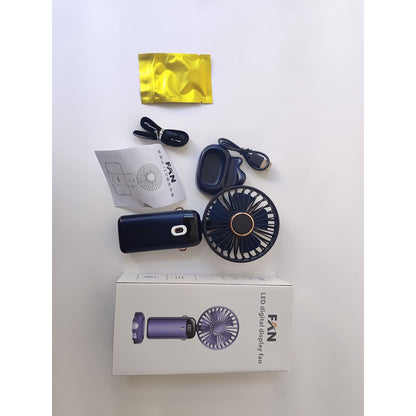 Ventilator Ultra Portabil cu Aromaterapie, Flippy, 3 in 1, de Mana, de Birou, de Gat, 5 Trepte de Viteza, Incarcare USB, Autonomie 12h, Pliabil, cu Ecran LCD, Albastru-10