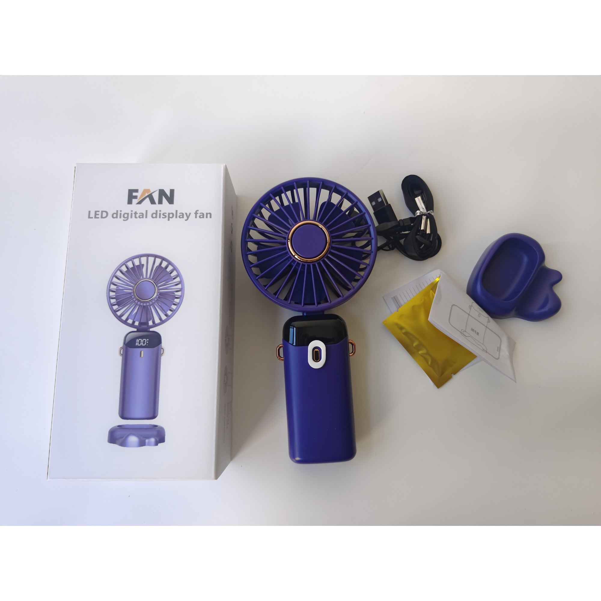 Ventilator Ultra Portabil cu Aromaterapie, Flippy, 3 in 1, de Mana, de Birou, de Gat, 5 Trepte de Viteza, Incarcare USB, Autonomie 12h, Pliabil, cu Ecran LCD, Mov-8