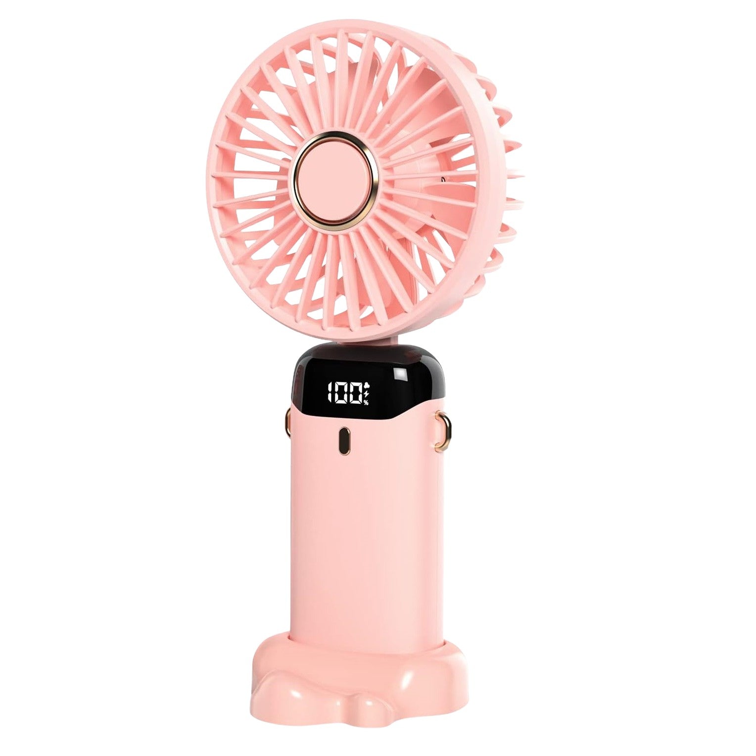 Ventilator Ultra Portabil cu Aromaterapie, Flippy, 3 in 1, de Mana, de Birou, de Gat, 5 Trepte de Viteza, Incarcare USB, Autonomie 12h, Pliabil, cu Ecran LCD, Roz-0