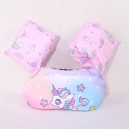 Vesta de salvare pentru copii cu aripioare de inot, Flippy, Mov, Model unicorn-3