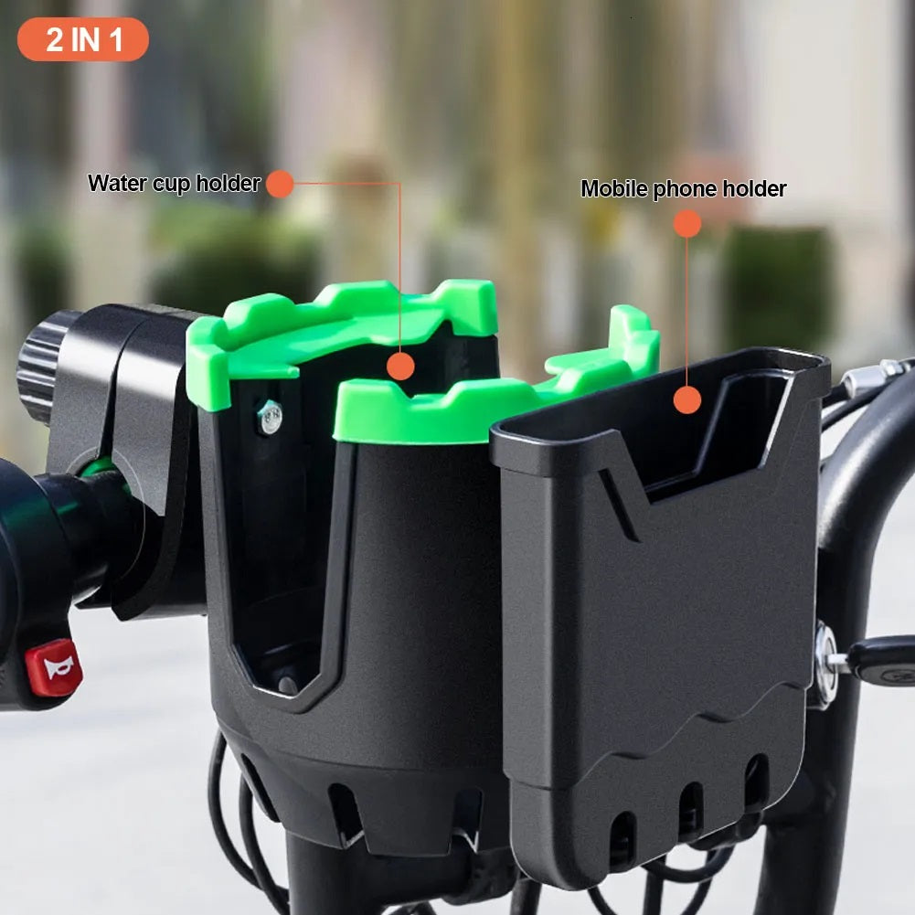Suport 2-IN-1 pentru telefon si sticla de apa, montaj pe motocicleta, bicicleta, scuter, trotineta, carucior bebelus-1