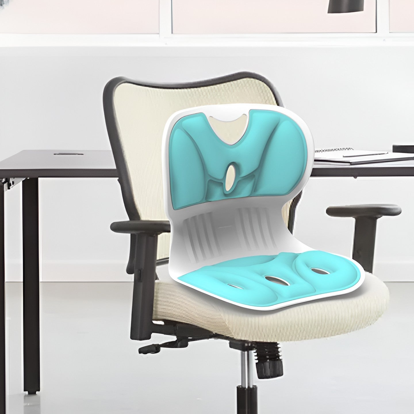 Suport pentru Scaun, Flippy, pentru Corectarea Posturii, Portabil, Ergonomic, Ameliorare Durere, Respirabil, 32x29x28 cm, Marime S, Verde-4