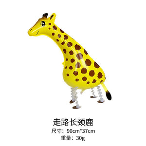 Balon din Folie Metalizata, Flippy, Figurina Animata, Model Girafa, 90x37 cm, Ambalaj Individual, Pai Inclus, Umflare cu Aer sau Heliu, Maro-0