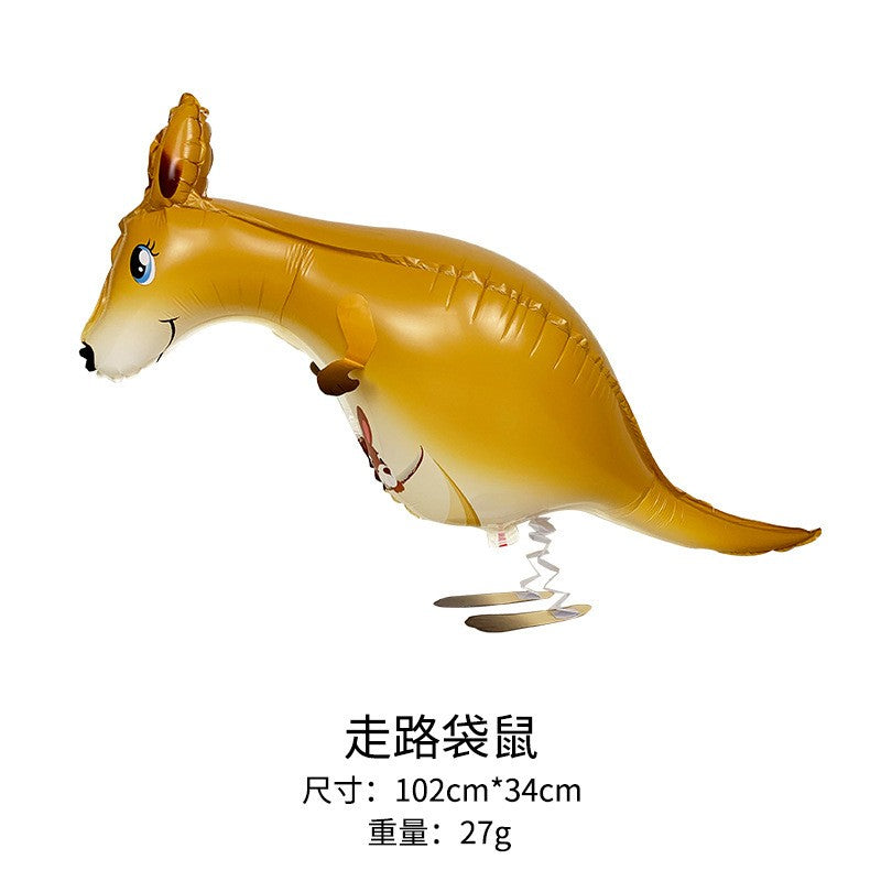 Balon din Folie Metalizata, Flippy, Figurina Animata, Model Cangur, 102x34 cm, Ambalaj Individual, Pai Inclus, Umflare cu Aer sau Heliu, Maro-0
