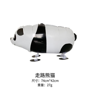 Balon din Folie Metalizata, Flippy, Figurina Animata, Model Panda, 74x42 cm, Ambalaj Individual, Pai Inclus, Umflare cu Aer sau Heliu, Alb-negru-0