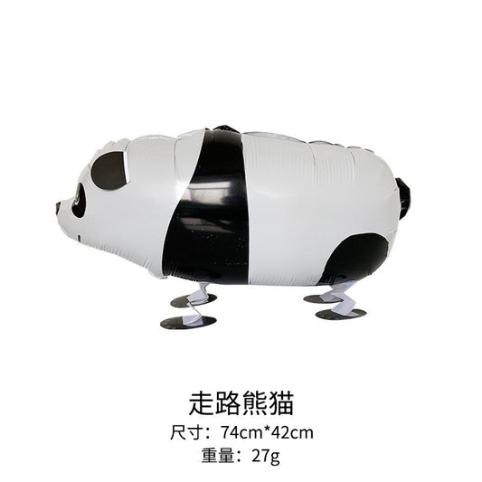 Balon din Folie Metalizata, Flippy, Figurina Animata, Model Panda, 74x42 cm, Ambalaj Individual, Pai Inclus, Umflare cu Aer sau Heliu, Alb-negru-0