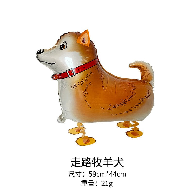 Balon din Folie Metalizata, Flippy, Figurina Animata, Model Catel, 59x44 cm, Ambalaj Individual, Pai Inclus, Umflare cu Aer sau Heliu, Maro-0