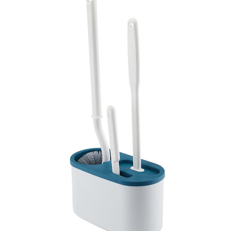 Set 3 Perii pentru Toaleta, Flippy, din Silicon, Perie Zimtata, Cap Flexibil, Suport Adeziv pentru Montarea pe Perete, Curata Orice Tip de Suprafata, Albastru-0