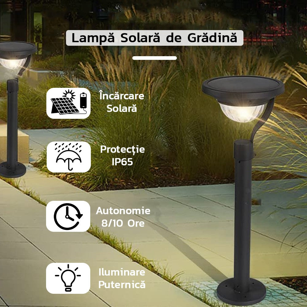 Lampa solara LED cu 2 moduri de fixare, IP65, material ABS, baterie 4.5 V, 200 mah, 450 Lumeni, 42.5 x 15 cm, alb cald,-0