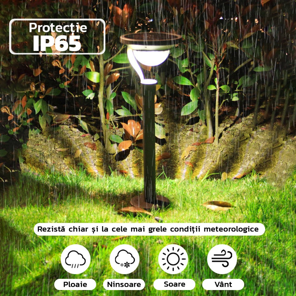 Lampa solara LED cu 2 moduri de fixare, IP65, material ABS, baterie 4.5 V, 200 mah, 450 Lumeni, 42.5 x 15 cm, alb cald,-1
