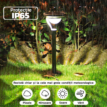 Lampa solara LED cu 2 moduri de fixare, IP65, material ABS, baterie 4.5 V, 200 mah, 450 Lumeni, 42.5 x 15 cm, alb cald,-1
