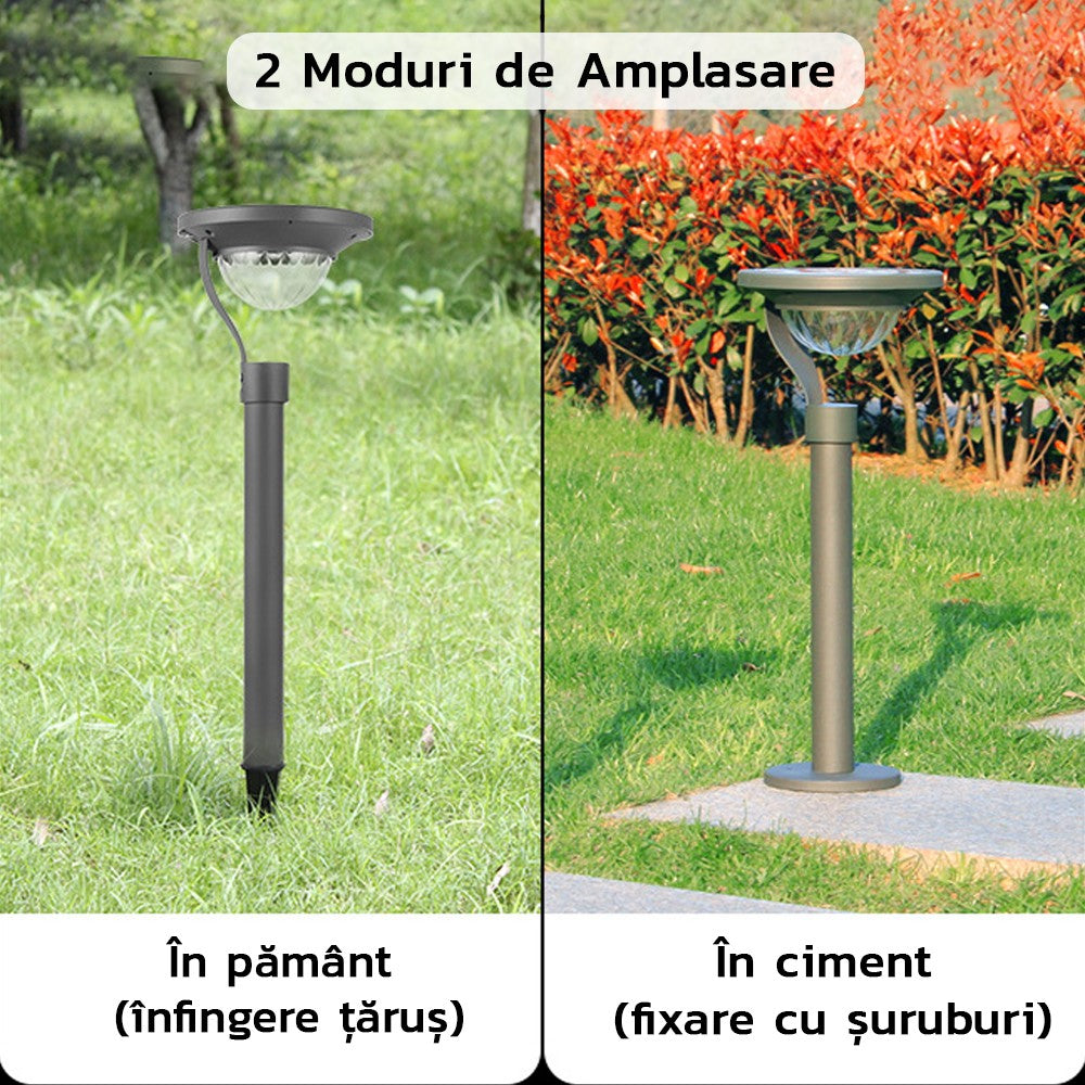 Lampa solara LED cu 2 moduri de fixare, IP65, material ABS, baterie 4.5 V, 200 mah, 450 Lumeni, 42.5 x 15 cm, alb cald,-4
